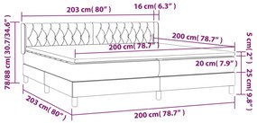 Giroletto a Molle con Materasso Marrone Scuro 200x200cm Tessuto