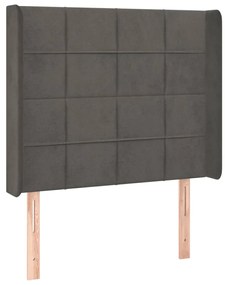 Testiera ad orecchio grigio scuro 83x16x118/128 cm in velluto