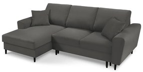 Divano letto angolare in velluto a coste grigio scuro, angolo sinistro Jazz - Kooko Home