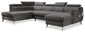 Divano letto angolare a U in velluto grigio scuro (angolo sinistro) Sweet Harmony - Miuform
