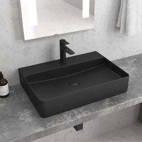 Lavabo D'Appoggio 50x42 Cm Karag Nero Opaco