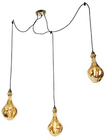 Lampada a sospensione dorata a 3 luci incl. LED specchio oro dimmerabile - Cava Luxe