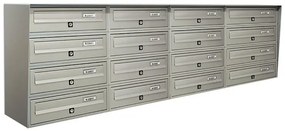 Casellario postale condominiale ALUBOX  Slim 16 posti formato rivista in alluminio argento satinato L 154.5 x P 30 x H 50 cm