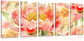 Quadri 5 pezzi – Peonie rosse