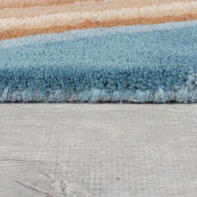 Tappeto blu in lana tessuto a mano 120x170 cm Abstract Flow - Flair Rugs