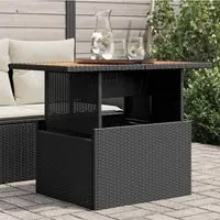 Tavolo da Giardino Nero 100x55x73 cm Polyrattan e Legno Acacia 365976