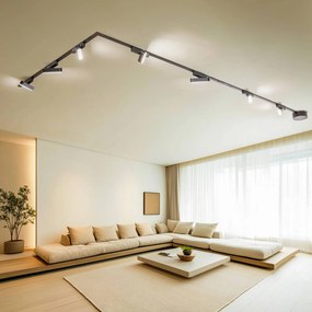 Lindby Sistema di binari Lumaro, barra luminosa, a 7 luci, nero, 48 V, dimmerabile