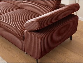 Divano angolare color terracotta (con penisola a sinistra/a L) con rivestimento in velluto a coste Marbeya – Ropez