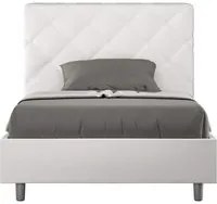 Letto una piazza e mezza rivestito in Similpelle - PRIYA Dimensione Rete: 120x210, Tipologia Letto: Con Rete, Colore: Bianco