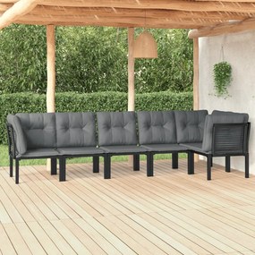 Set Salotto da Giardino 6 pz in Polyrattan Nero e Grigio