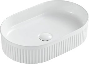 Lavabo bagno appoggio ovale 50 cm scanalato a righe | KLS-5000 - KAMALU