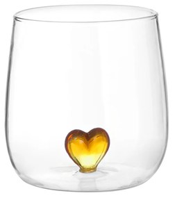 Bicchiere cuore ambra in vetro borosilicato, da 380 ml