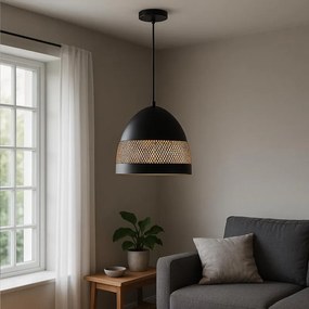 Lampadario Moderno Sospensione POLLY in Metallo con 1 - E27 nero paralume grigio E27 Ø30cm
