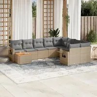 Set Divano da Giardino 10 pz con Cuscini Beige Misto Polyrattan 3257060