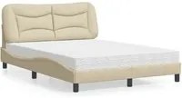 Letto con Materasso Crema 140x19 cm in Tessuto 3208532