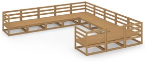 Set Divani da Giardino 11 pz in Legno Massello di Pino