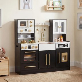 Costway Cucina bambini in legno cucina giocattolo con effetti sonori e luci, Cucina giocattolo set da gioco di chef per bambini 3+ anni 2 Colori