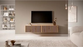 Mobile TV Sospeso Listellato 140 Cm Rovere E Nero Astra