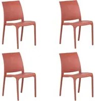 Sedia set 4 pz in resina impilabile made in Italy design per interno esterno SOFIA Rossa