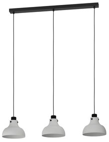 Lampadario A Sospensione Vintage Matlock Acciaio Nero Grigio 3 Luci E27