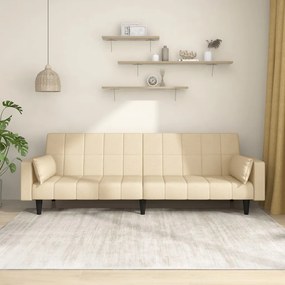 Divano Letto A 2 Posti Con 2 Cuscini Crema İn Tessuto /