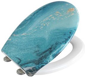 WENKO 23571100-WC Sedile WC robusto con portata 300/350 KG, 44,5x37 cm, multicolore/argento