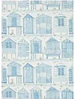 Strandhäuser Tapete Beach Huts von Sanderson - Marine
