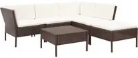 Set Divani da Giardino 6 pz con Cuscini in Polyrattan Marrone cod mxl 43226