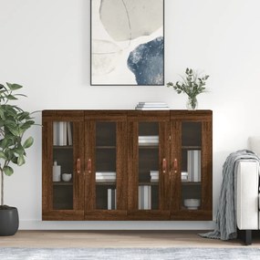 Armadietti A Parete 2 Pz Rovere Marrone İn Legno Multistrato /