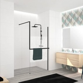 Box doccia walk-in Elidesign, vetro serigrafato 8 mm, L 120 cm x H 200 cm, profilo nero
