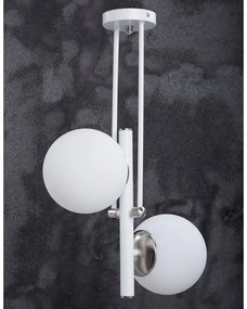 Lampada a sospensione con paralume in vetro bianco-argento ø 15 cm Libra - Squid Lighting