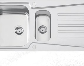 Lavello semincasso 2 vasche in inox argento RODI Evolution 100 L 99 x L 49 cm, reversibile