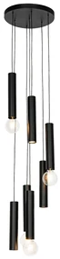 Lampada a sospensione di design nera rotonda 7 luci - Tuba