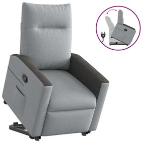 Poltrona Alzapersona Reclinabile Grigio Chiaro İn Tessuto /