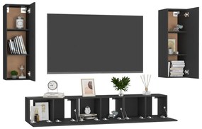 Set mobile tv 5 pz nero in truciolato