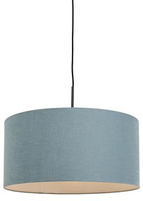 Lampada a sospensione nera con paralume blu 50 cm - Combi 1