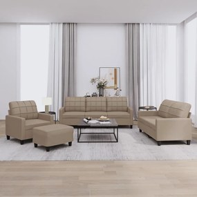 Set Di Divani 4 Pz Con Cuscini Cappuccino İn Similpelle /