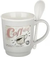 Tazza mug conica 400 ml con cucchiaino in porcellana grigio