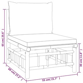 Set Salotto da Giardino 4pz con Cuscini Grigio Scuro Bambù