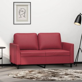 Divano A 2 Posti Rosso Vino 120 Cm İn Similpelle /