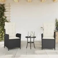 Sedie Reclinabili da Giardino 2 pz con Cuscini Nero Polyrattan 365264