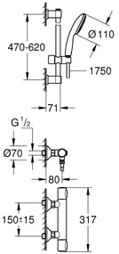 GROHE 34800001 - Miscelatore termostatico per doccia PRECISION FLOW 600 mm cromato