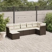 Set Divani da Giardino 7 pz con Cuscini Marrone in Polyrattancod mxl 87293