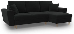 Divano angolare nero allungabile e con contenitore con rivestimento in velluto Kyoto – Cosmopolitan Design