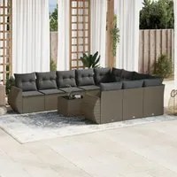 Set Divani da Giardino 11 pz con Cuscini in Polyrattan Grigio 3221901