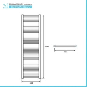 Termoarredo bagno scaldasalviette 60x150 cromo curvo interasse 55 cm