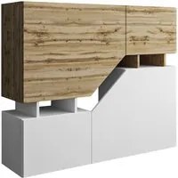 Credenza Alta Ceelias - 120 x 32 x 100 cm - Bianco/Marrone