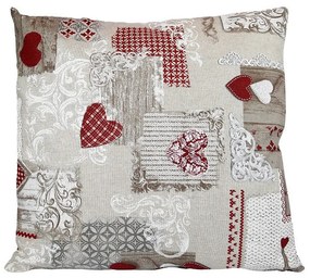 Federa cuscino patchwork cuori rossi