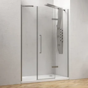 Kamalu - Porta doccia battente 155 cm con 2 laterali fissi | KT6000