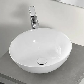 Lavamani da appoggio a bacinella 40 cm in ceramica bianco lucido